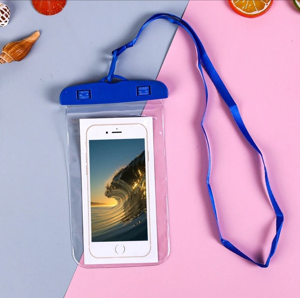 Mobile Phone Dry Bag Touch Screen Pouch, Transparent Floating Waterproof ~Blue